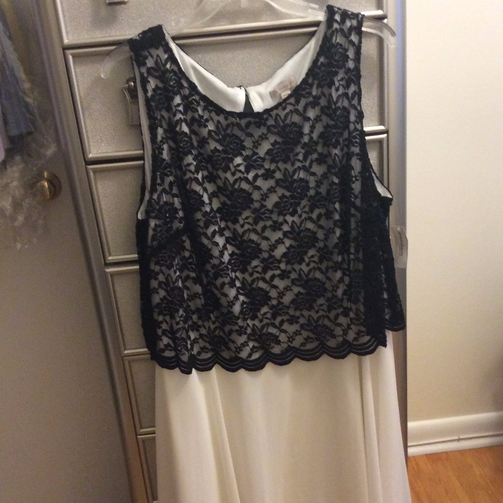 Dress Barn Black and White lace top dress